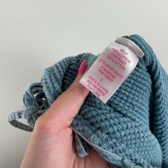 Boutique Mineral Wash Waffle Knit Open Back Jumpsuit - Picture 8 of 8